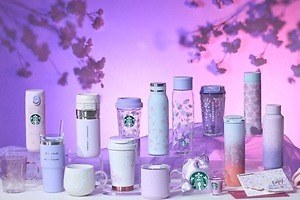 スターバックス「夕桜」グッズ、夕暮れグラデーションのステンレスボトルや花びらハンドル付きマグ | スターバックス