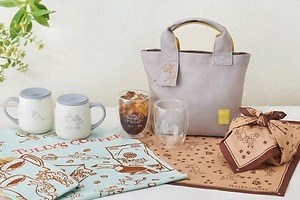 タリーズコーヒー×かまわぬ「鳥獣戯画」グッズ、“コーヒーを楽しむ動物”を描いたダブルグラス＆手ぬぐい