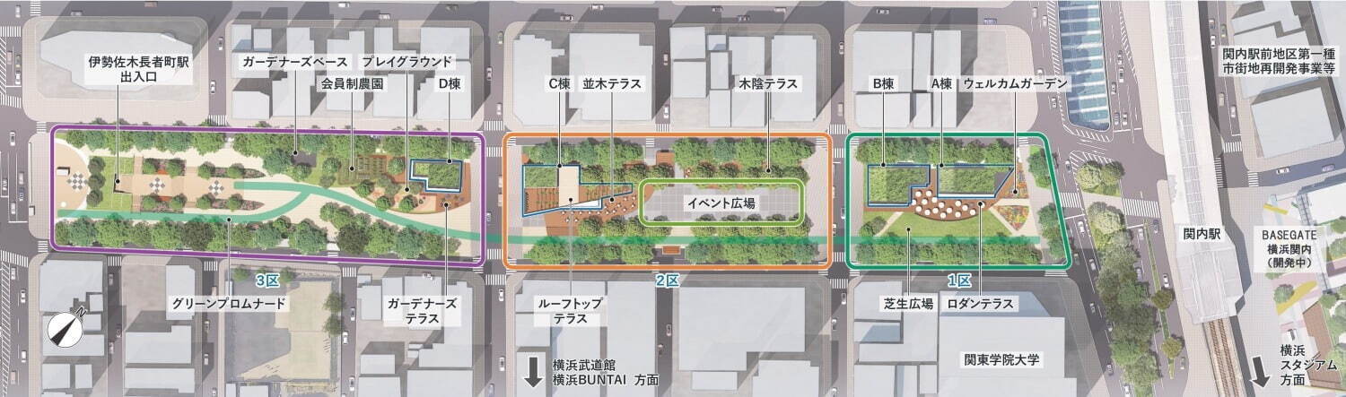 横浜「大通り公園」27年春にリニューアル、1～3区にイベント広場や飲食店舗が誕生｜写真4