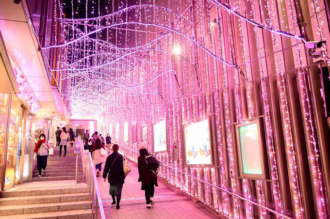 新宿テラスシティ イルミネーション 新宿駅周辺を 桜色 で染め上げる ファッションプレス