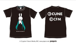 CUNE×初音ミク、コラボ黒Tシャツを発売 - ツインテールが絡まる