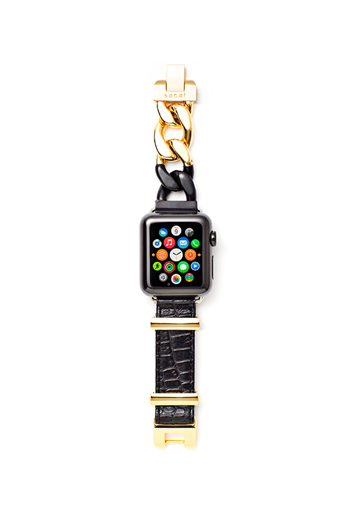 sacaiのApple Watch専用ストラップ - 黒×金＆銀のジュエリーと 