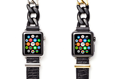 sacaiのApple Watch専用ストラップ - 黒×金＆銀のジュエリーと