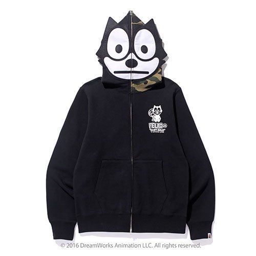 FELIX THE CAT × BAPE full zip hoodie Sカラーブラック