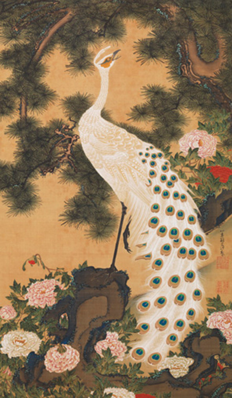 展覧会「若冲と蕪村 江戸時代の画家たち」が箱根で、「孔雀鳳凰図