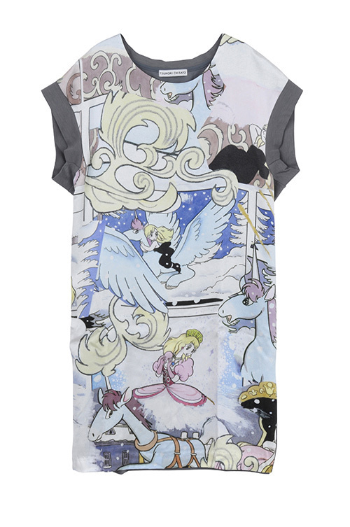 ツモリチサト 手塚治虫の作品 ユニコ 漫画のコラージュ 花畑から顔を出すユニコをプリント ファッションプレス
