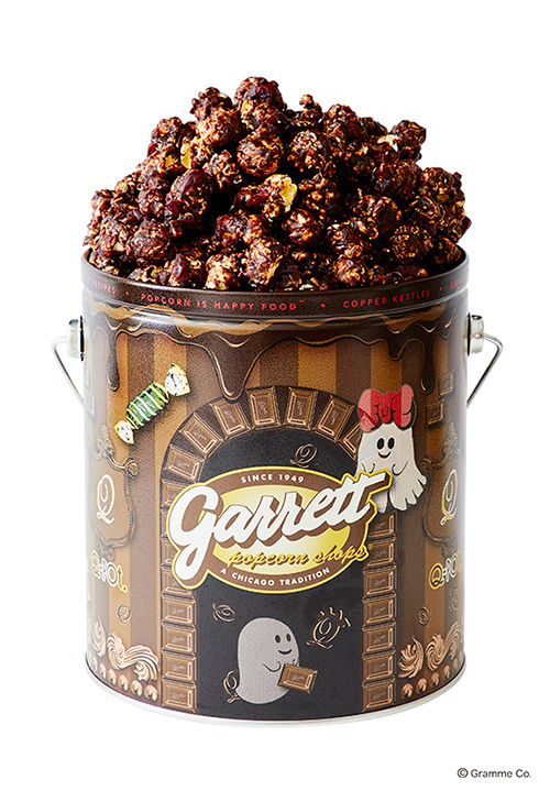 ギャレット ポップコーン Q Pot コラボ ハロウィン限定 チョコレートの城をオバケが飛び回る 缶 ファッションプレス