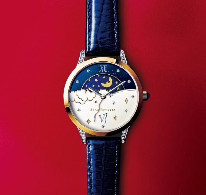 【電池交換済】STAR JEWELRY 腕時計 ムーンフェイズ カレンダー
