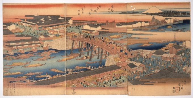 東都名所 日本橋真景并ニ魚市全図 1830-43年(天保中頃)年 歌川広重/画 館蔵
展示期間：4月1日(日)～4月22日(日)