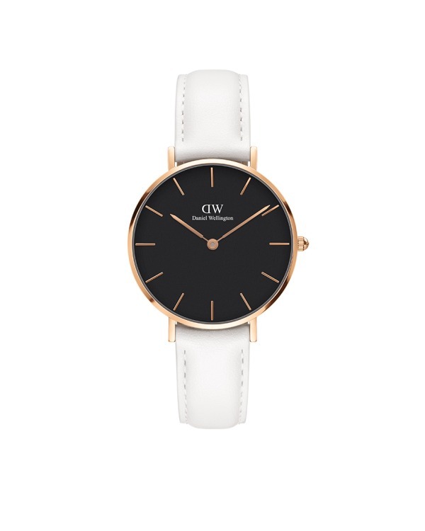 ダニエル ウェリントンの新作腕時計 クラシック ペティット ボンダイ ブラック 白ベルト 黒文字盤 ファッションプレス