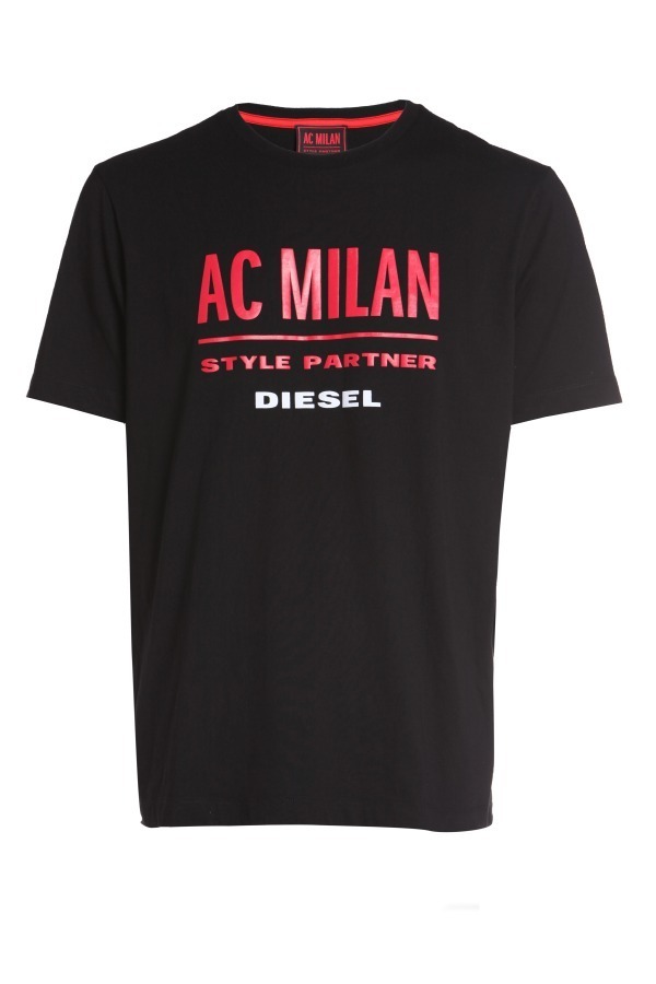 トップスDIESEL×AC MILAN Tシャツ　限定 ロゴ プリント ブラック S