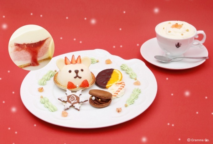 Q-pot CAFE.のクリスマスケーキ2022、“テディベア”を飾り付けたリース