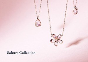 4℃の春ジュエリー、桜の花びら模った“ローズクォーツ”ネックレスや