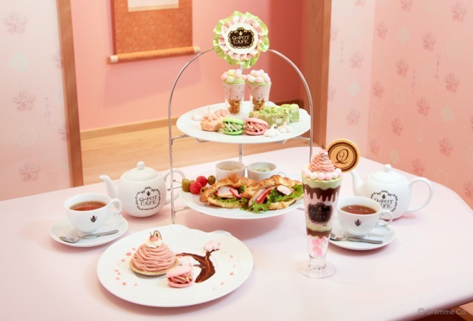 Q-pot CAFE.の“桜”メニュー - アフタヌーンティー＆苺大福クリームを使ったパフェなど｜写真1