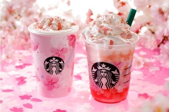 スタバ春の新作ドリンク さくらフル ミルク ラテ フラペチーノ 桜 ストロベリー 満開の桜を表現 ファッションプレス