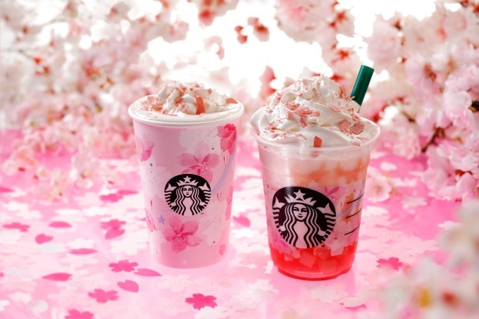 スタバ春の新作ドリンク さくらフル ミルク ラテ フラペチーノ 桜 ストロベリー 満開の桜を表現 ファッションプレス