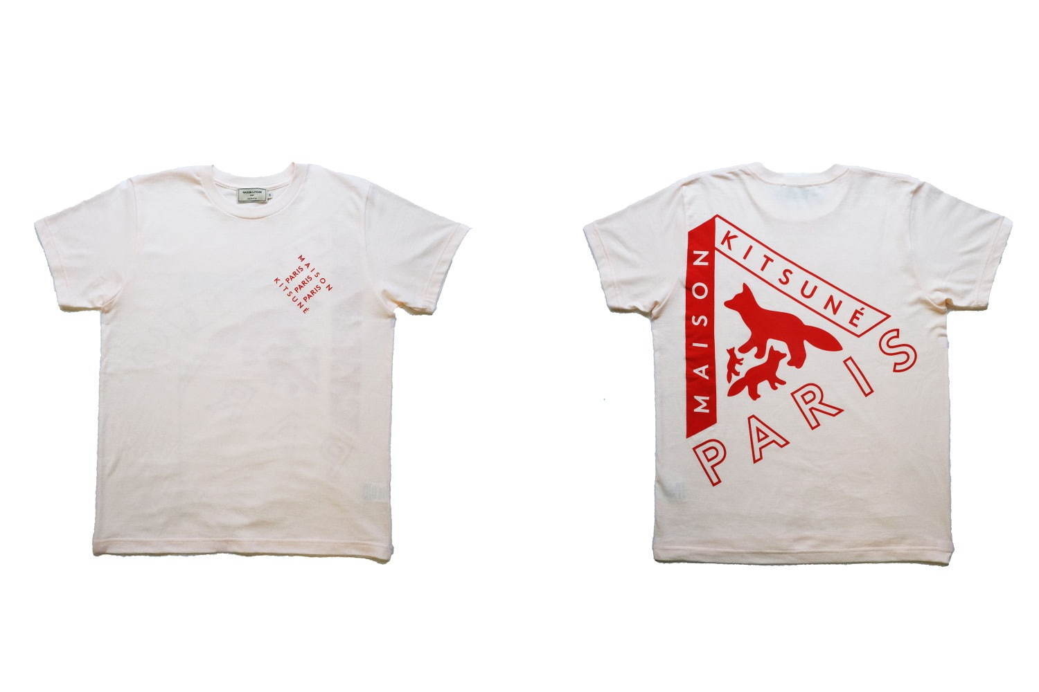 メゾン キツネ限定tシャツ 3匹のフォックス トライアングルロゴ ニュウマン新宿3周年記念 ファッションプレス