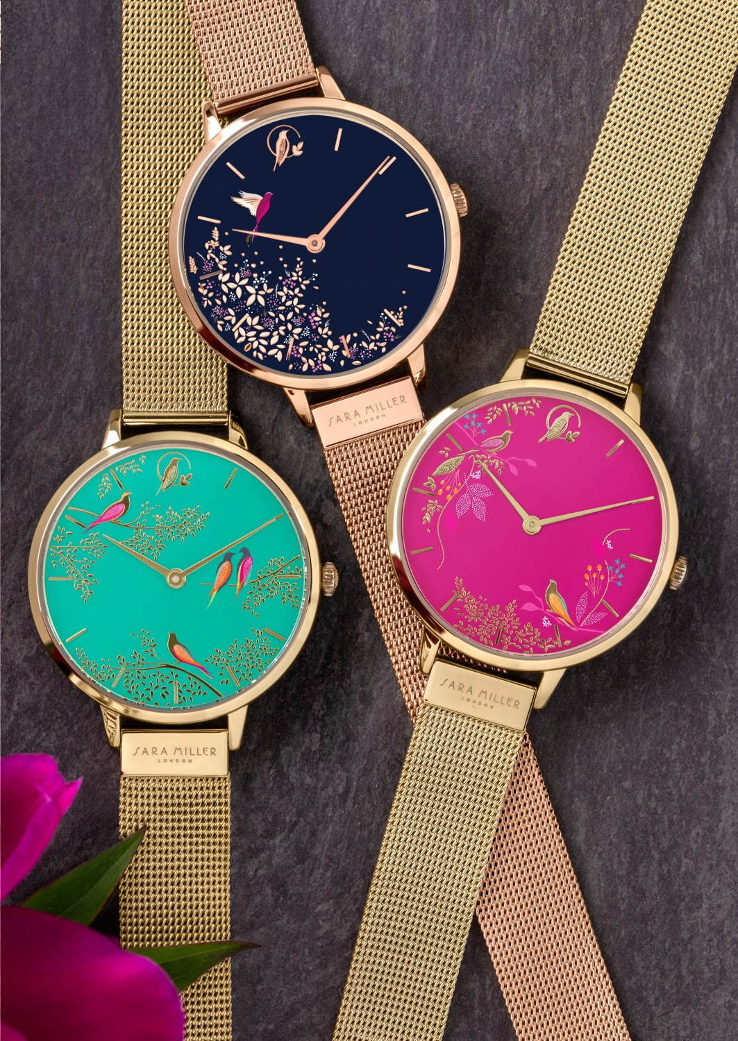 イギリス発「サラミラーロンドン」の腕時計が日本初上陸、花や鳥を描い
