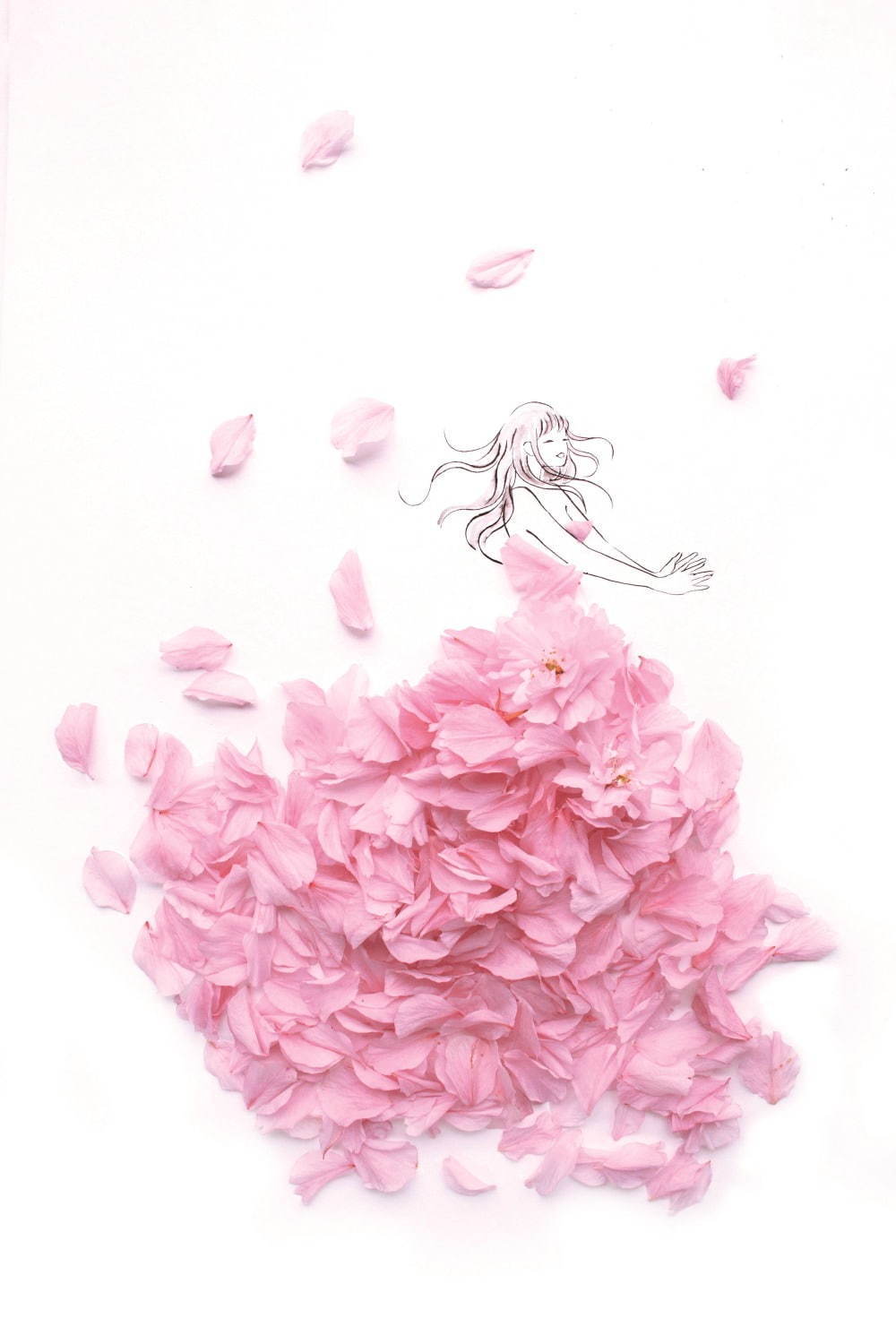 写真1 17 クラウディアから 花を全身にまとう 花言葉ウエディングドレス 八重桜やカスミソウがモチーフ ファッションプレス