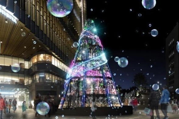 東京ミッドタウン日比谷のイルミネーション 宇宙 着想のクリスマスツリー 季節で変わるライトアップ ファッションプレス
