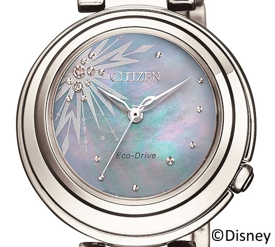 【ソーラー】シチズン アナと雪の女王 グリーンシェル文字盤 腕時計 ダイヤ6P