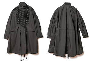 sacai ドーバー限定のモッズコート、ナポレオンジャケットの装飾を加え