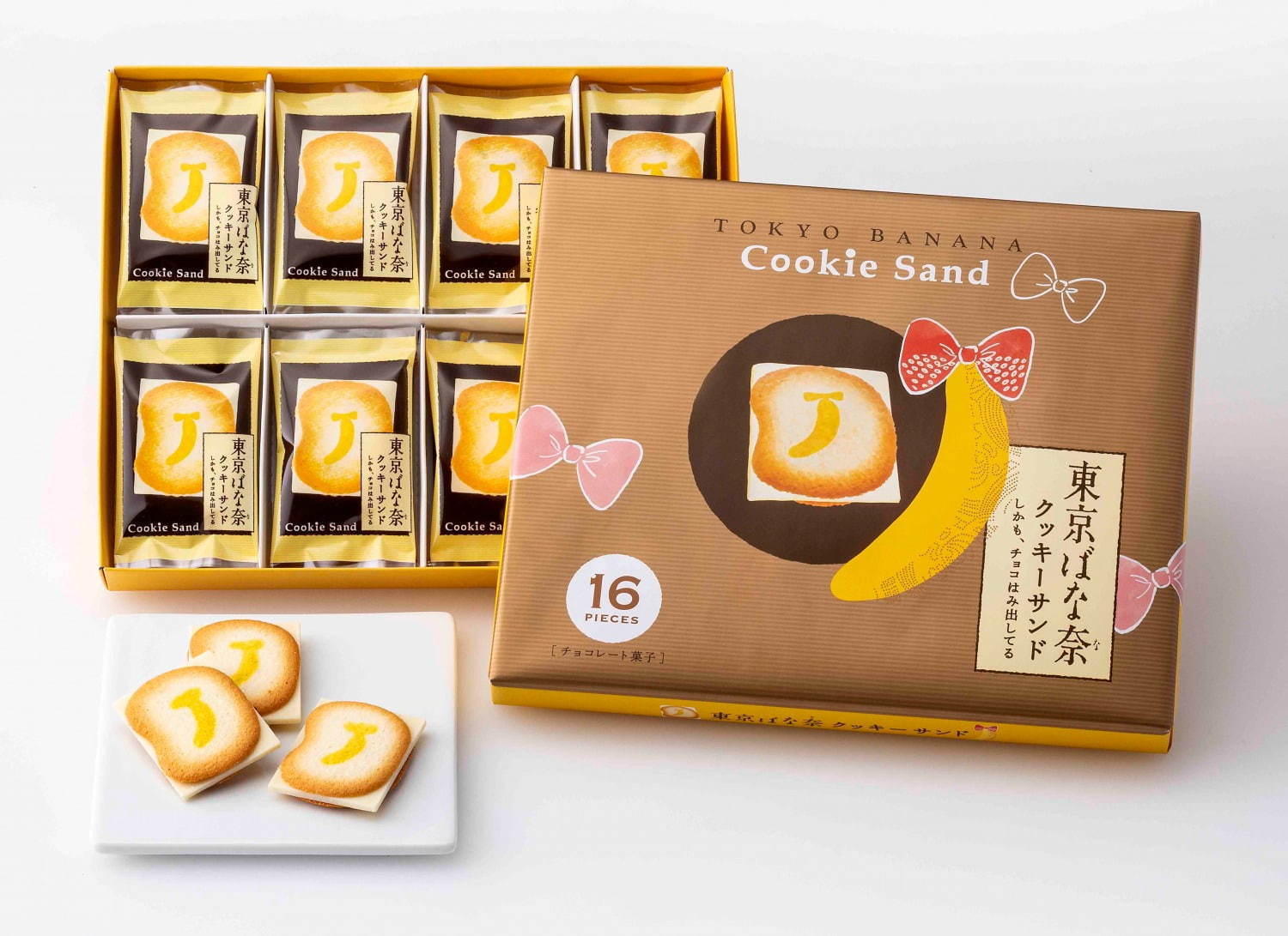 東京ばな奈クッキーサンド しかも、チョコはみ出してる」ラングドシャ