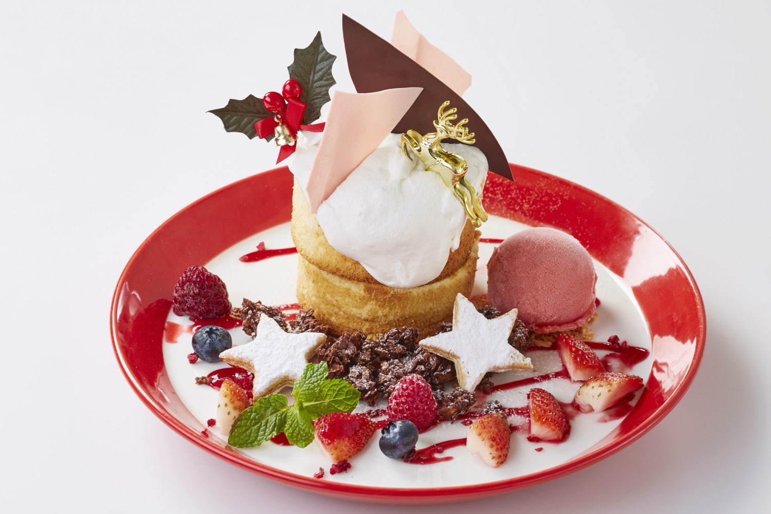 パンケーキ専門店 バター クリスマス限定パンケーキ ツリー型 抹茶クリーム 鮮やかフルーツを添えて ファッションプレス
