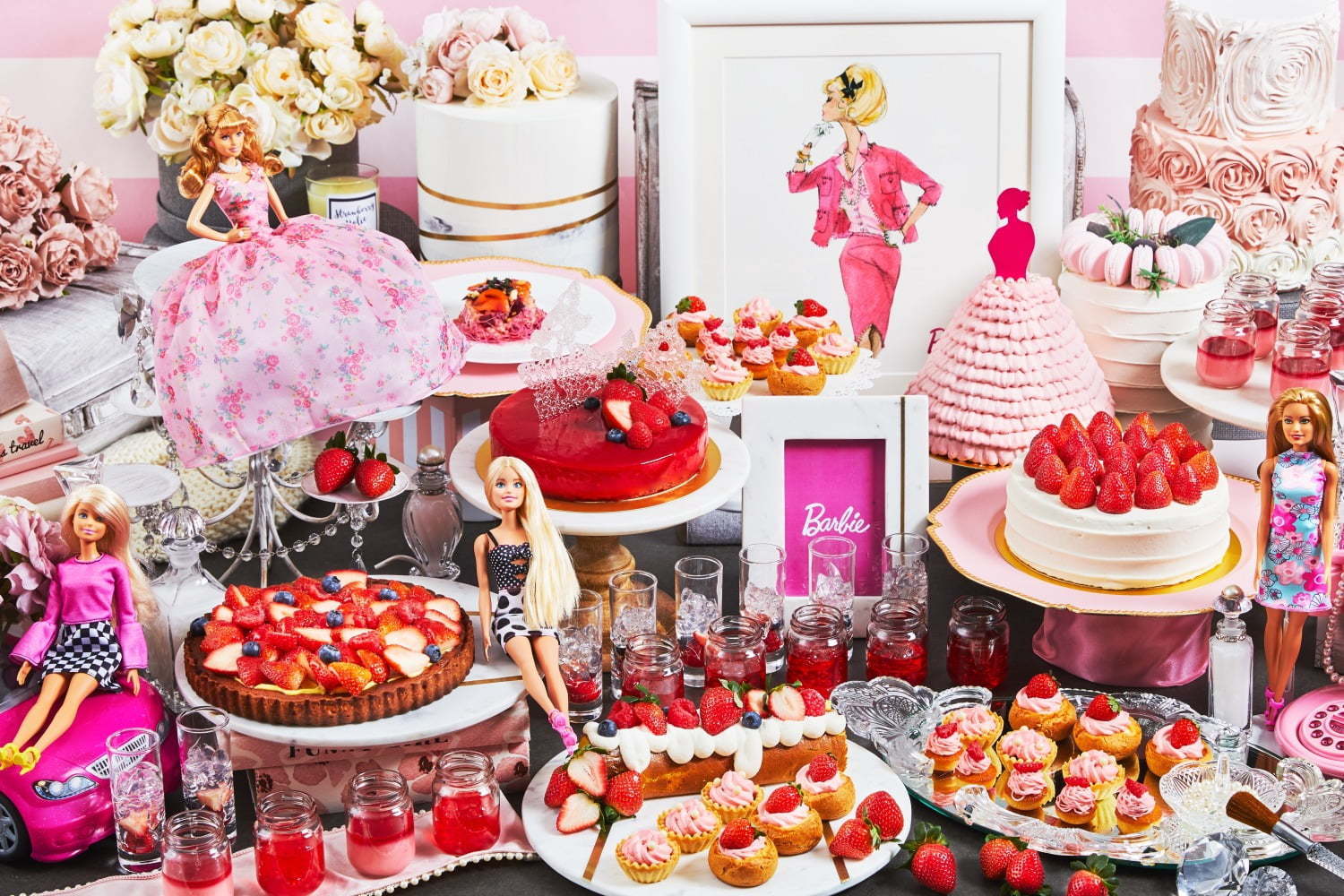 バービー コラボのストロベリービュッフェ ザ ストリングス 表参道にドレス型ケーキや桜モンブラン ファッションプレス