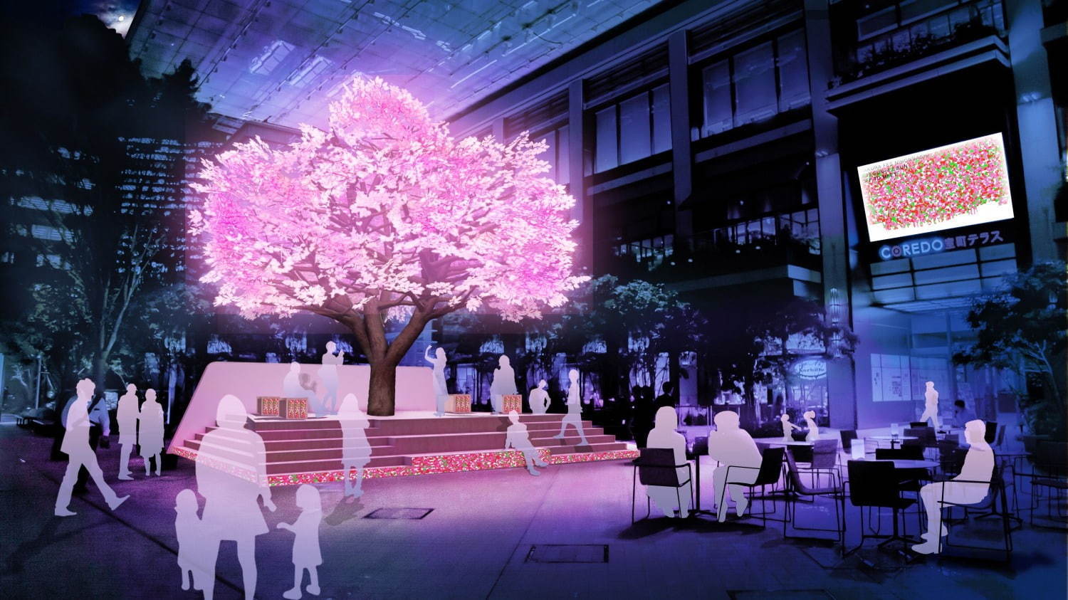 日本橋桜フェスティバル ピンクに輝く 光のアート でお花見 桜スイーツや屋台イベントも ファッションプレス