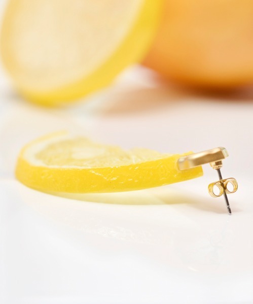 Q-pot.新作“果汁たっぷり”「フレッシュ フルーツ」ピアス、レモン