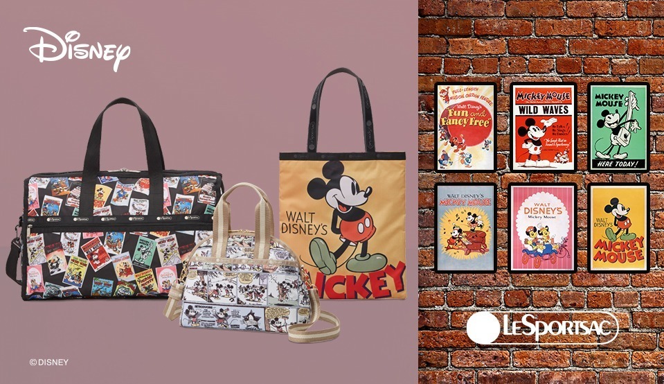 レスポートサック ミッキーマウス ヴィンテージポスター コミックモチーフのバッグやポーチ ファッションプレス