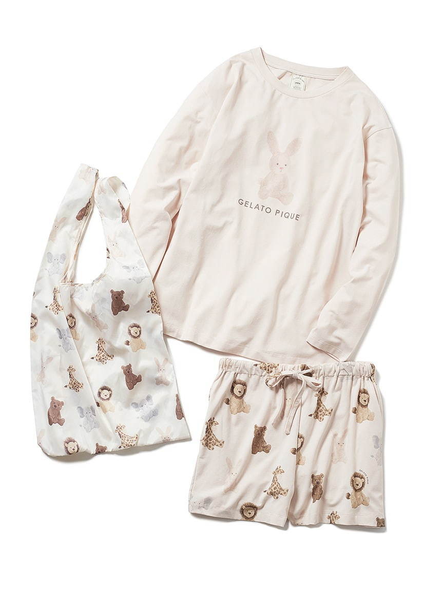ジェラート ピケ新作 ライオンとウサギ のアニマルモチーフルームウェア エコバッグ付き ファッションプレス