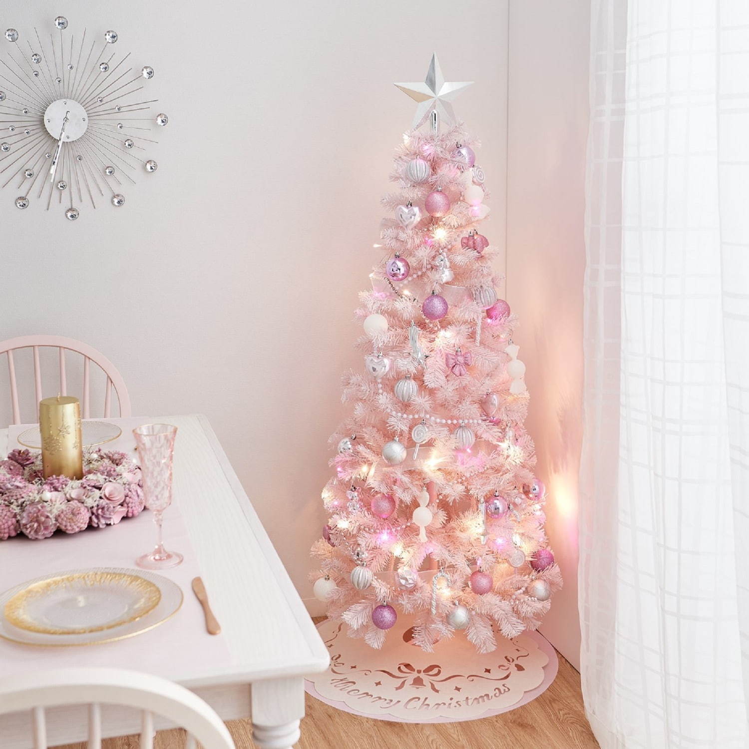 フランフラン ピンク 白 クリスマスツリー-