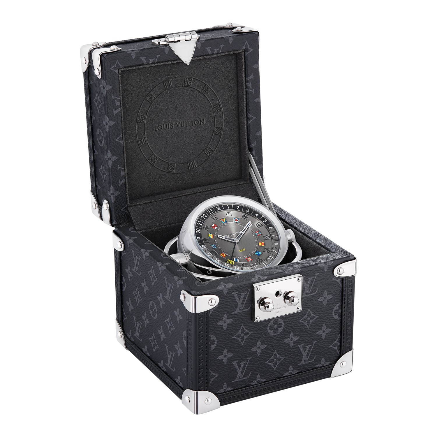 ルイ ヴィトン新作テーブルクロック カラフル フラッグ を配した時計 モノグラムトランクケース ファッションプレス