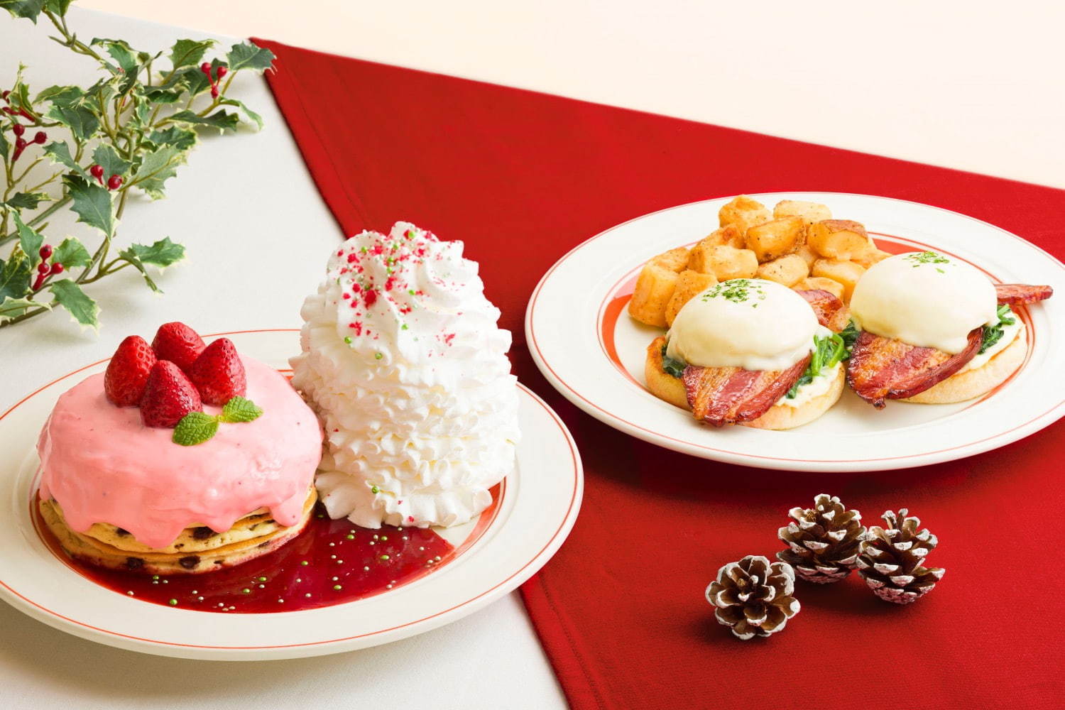 エッグスンシングスのクリスマス限定メニュー 濃厚 いちごチョコクリームのパンケーキなど ファッションプレス