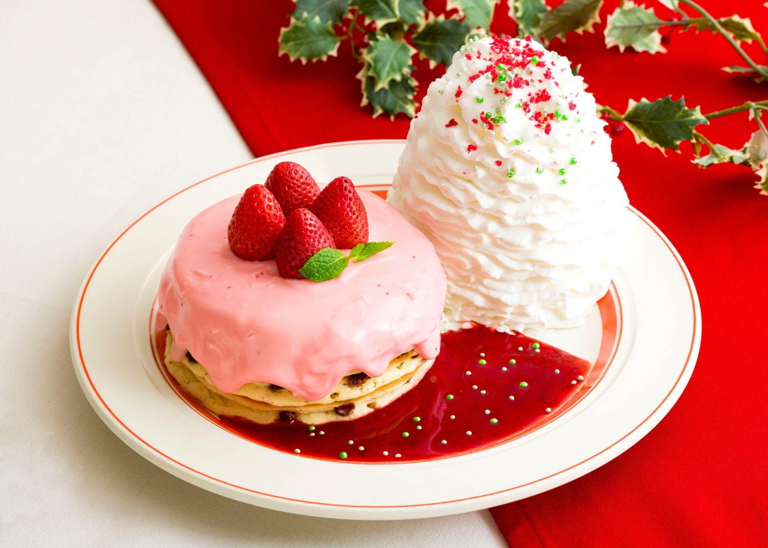 エッグスンシングスのクリスマス限定メニュー 濃厚 いちごチョコクリームのパンケーキなど ファッションプレス