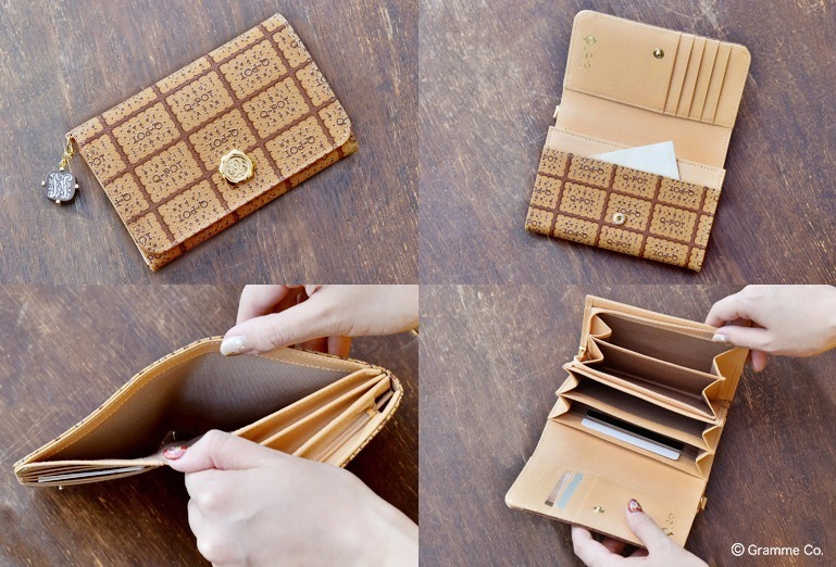 Q-pot.“チョコレート＆ビスケット”柄の長財布＆二つ折り財布、ビター