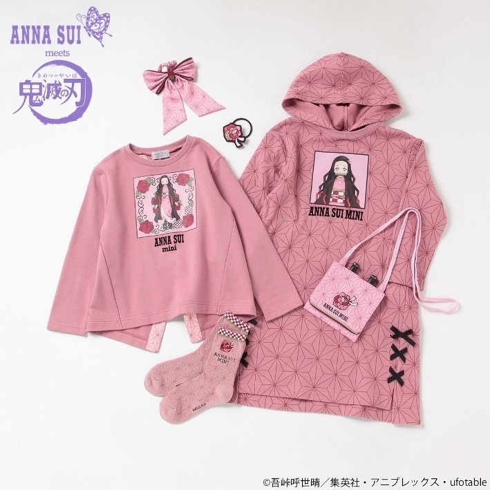 ◇◇ANNA SUI × 鬼滅の刃◇◇ ピアス 竈門禰????豆子 麻の葉 バラ