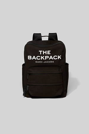 ブランドロゴ入りバッグリュック新品人気　マークジェイコブス　キャンバス　黒　リュック　バッグ　ザバックパック