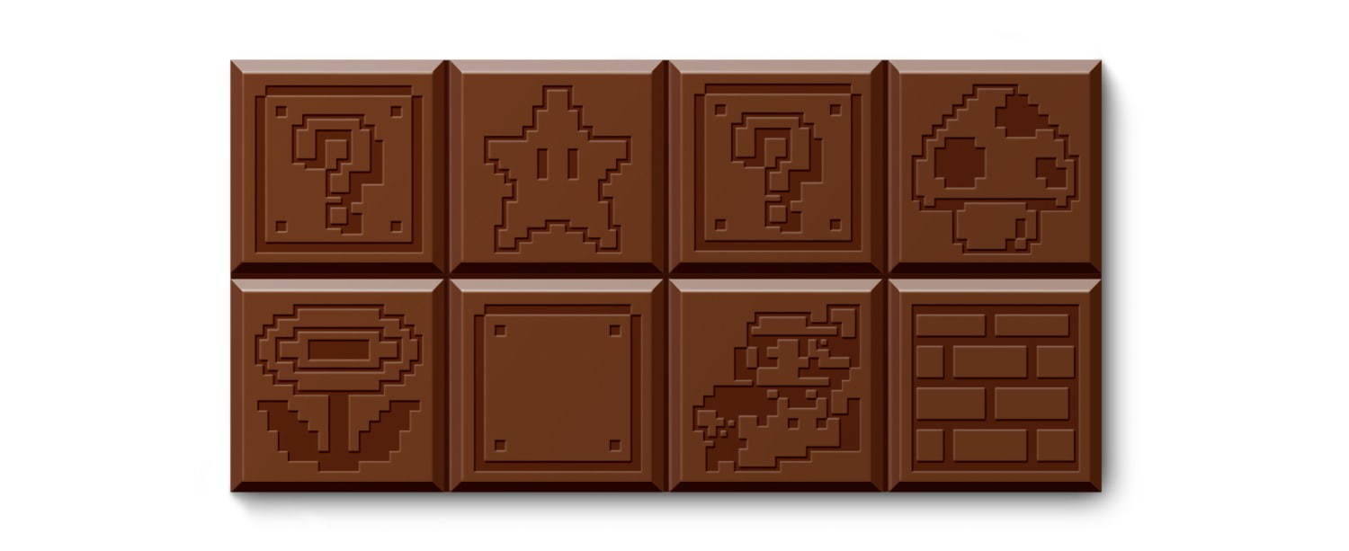 「スーパーマリオ」バレンタイングッズ、8-bit マリオ柄“板チョコ”が作れるトレーやカード｜写真2