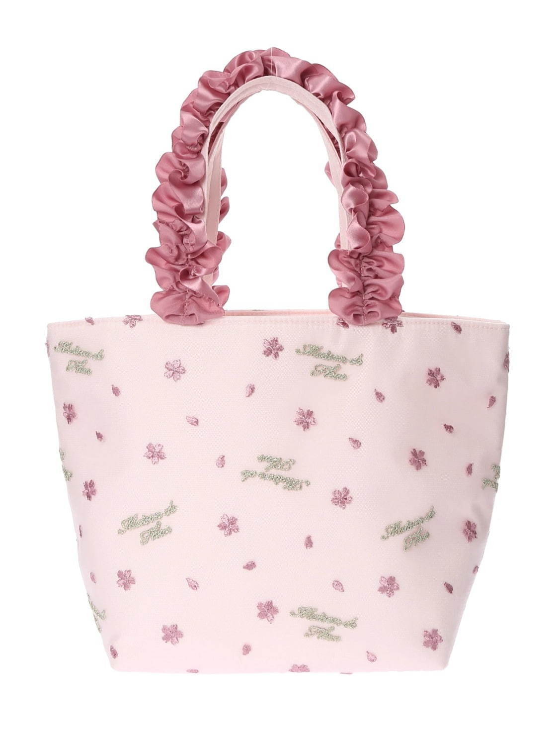 メゾン ド フルール“桜の花びら”刺繍トートバッグ、チュール生地