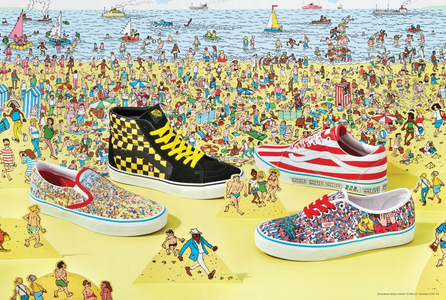 Vans ウォーリーをさがせ ウォーリーのボーダー柄や 最難関 シーンを描いたスニーカー ファッションプレス