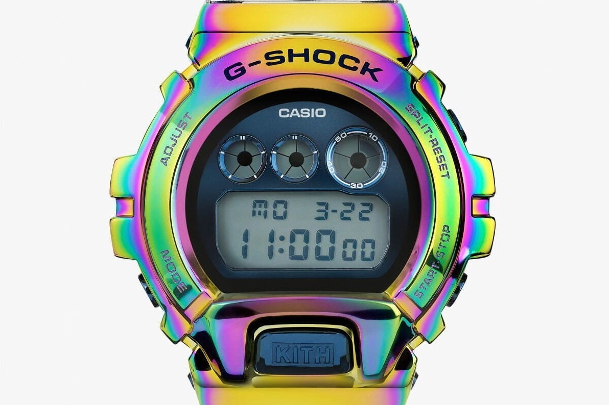 KITHとG-SHOCKの腕時計、レインボーメタルフレーム×クリアバンドの「GM 