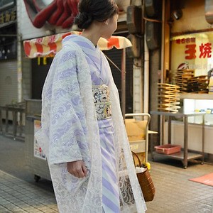 大塚呉服店“牡丹”モチーフの洗えるフラワー模様夏浴衣、ヴィンテージ風