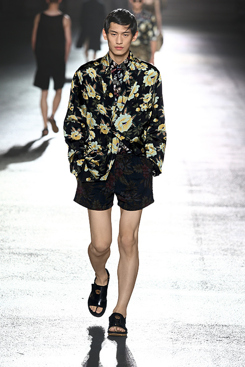 DRIES VAN NOTEN 2014SS ボタニカル柄レーヨンパンツ-