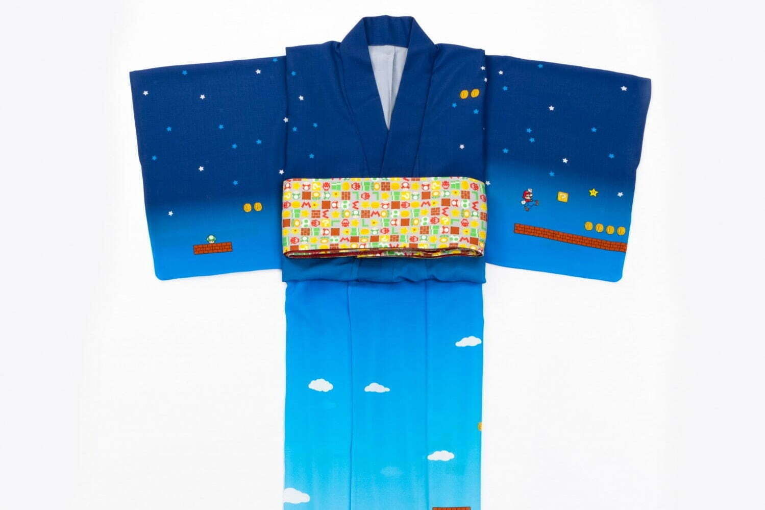 スーパーマリオ柄 ゆかた 帯 スーパースター 市松模様の和服がキモノ バイ ナデシコから ファッションプレス