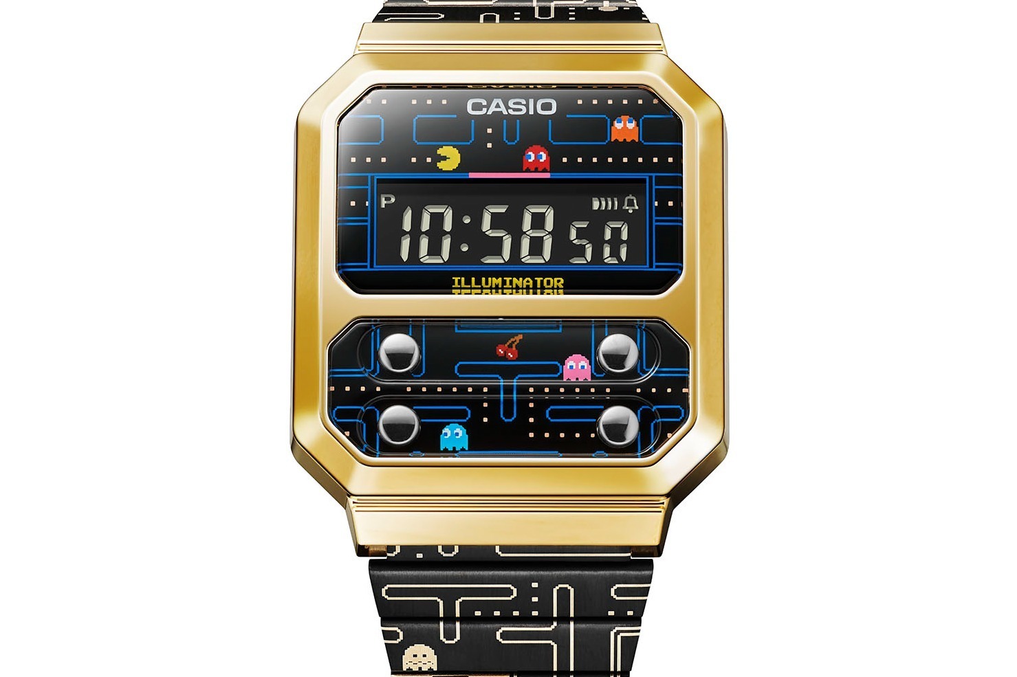 カシオ 美品 パックマン コラボ 腕時計 デジタル クオーツ 黒 ■SM1