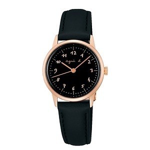 アニエスベー“手書き数字”腕時計「マルチェロ！」ブラック×ピンク 