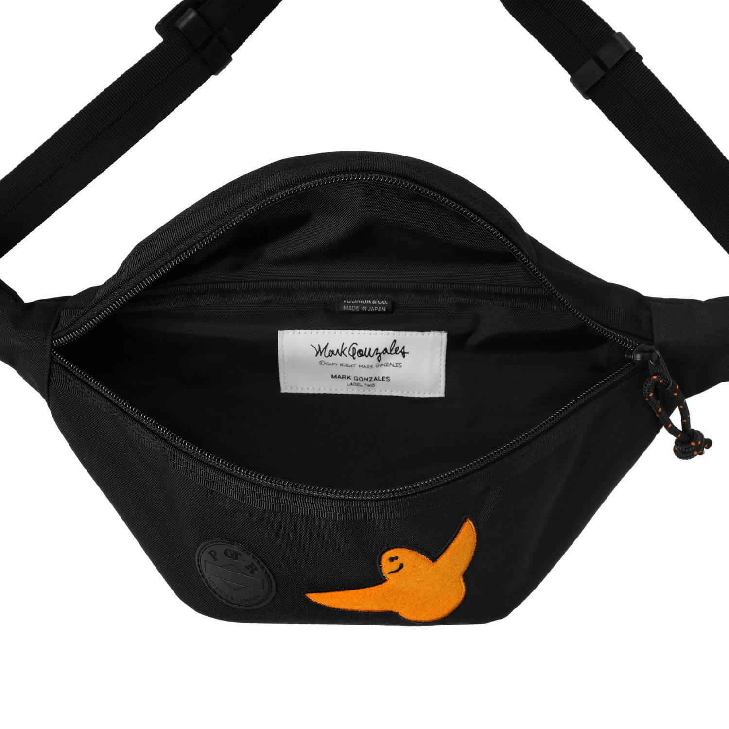 POTR × マーク・ゴンザレスのバッグ、オレンジの“エンジェル”刺繍入り